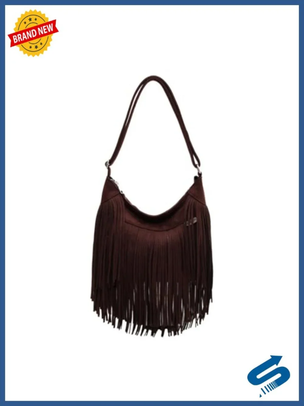 Vintage Suede Fringe Hobo Bag Tote Shoulder Crossbody Hippie Western Cowgirl